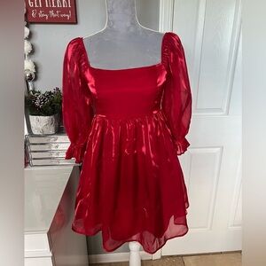 Chic Red Chiffon Dress